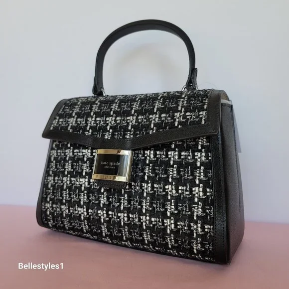 KATE SPADE Katy Tweed Medium Top Handle Bag-Black Multi - Picture 4 of 16